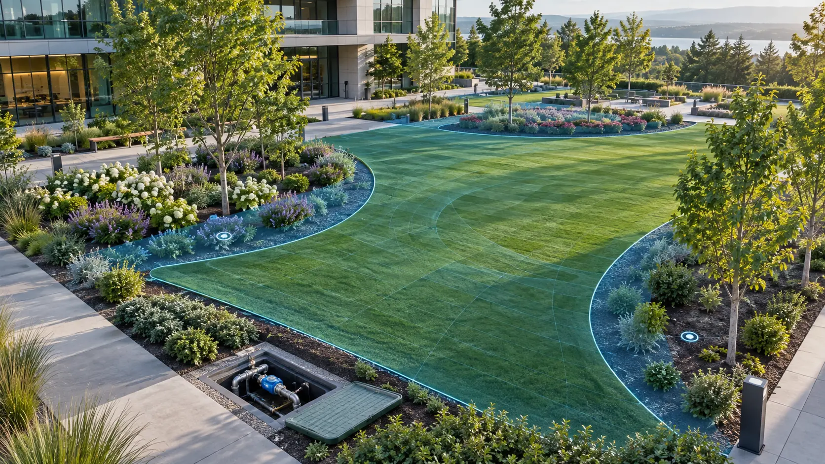 تحليل استهلاك المياه حسب المساحة — مثال توضيحي لريّ المساحات الخضراء