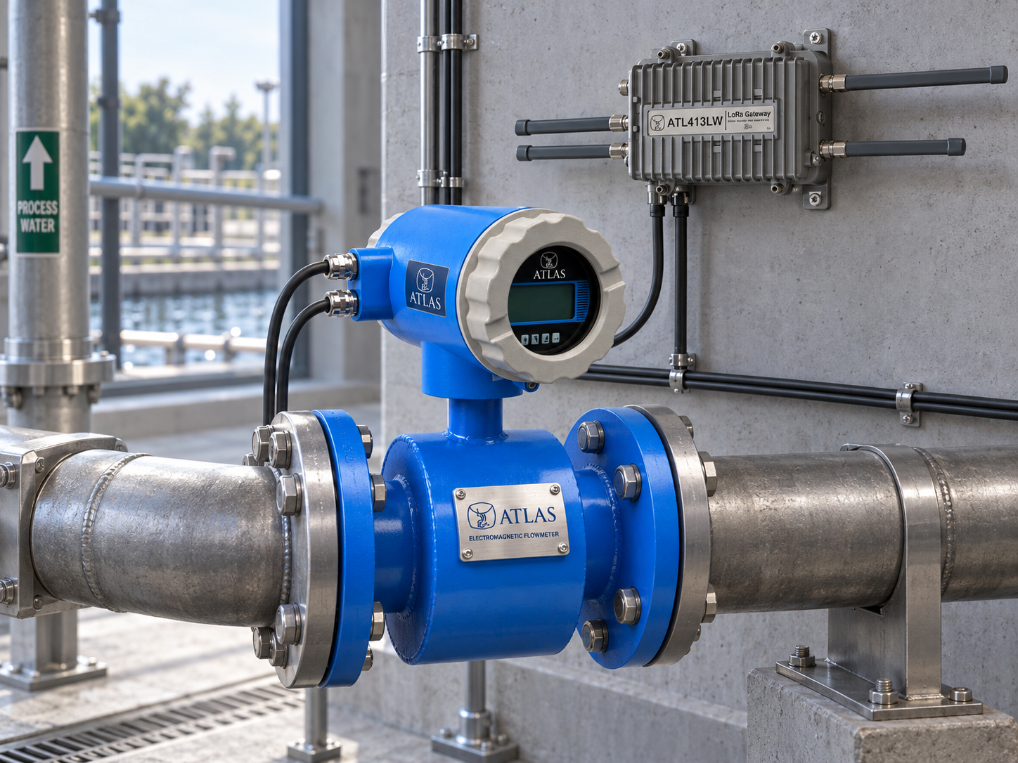 ATLAS elektromanyetik debimetre ve LoRaWAN gateway uygulama görseli